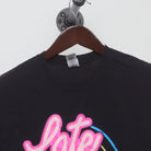 Close-up of the collar and tag on the Modern "Late Nite" Neon Sign T-Shirt - S
