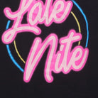 Close-up of the main graphic on the Modern "Late Nite" Neon Sign T-Shirt - S