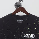Close-up of the collar and tag on the Modern LGND "Galaxy Splatter Logo" T-Shirt - L