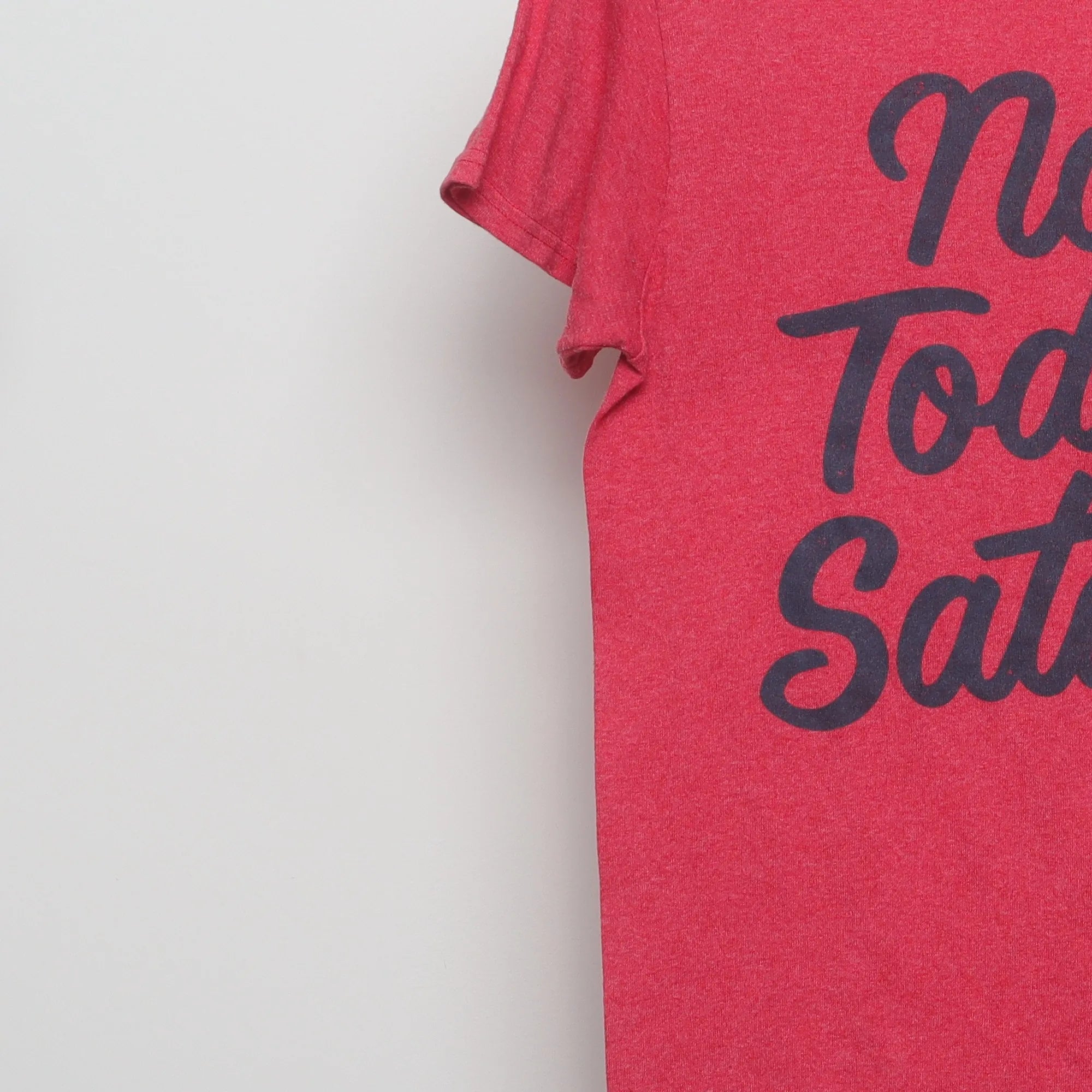 Close-up of the sleeve on the Modern Not Today Satan Slogan Graphic T-Shirt S