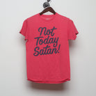 Front view of Modern Not Today Satan Slogan Graphic T-Shirt S