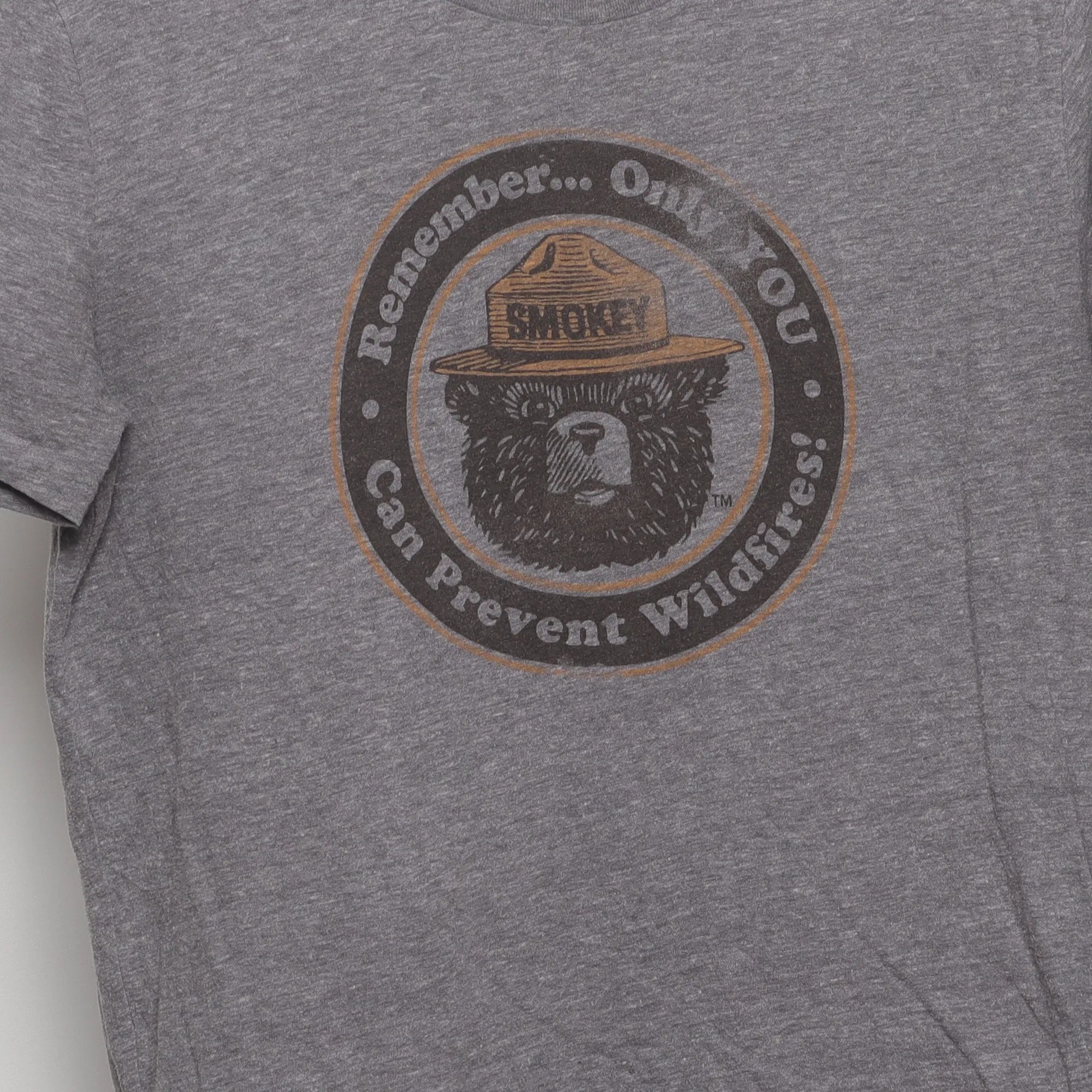 Close-up of the main graphic on the Modern Smokey Bear Retro Graphic T-Shirt M