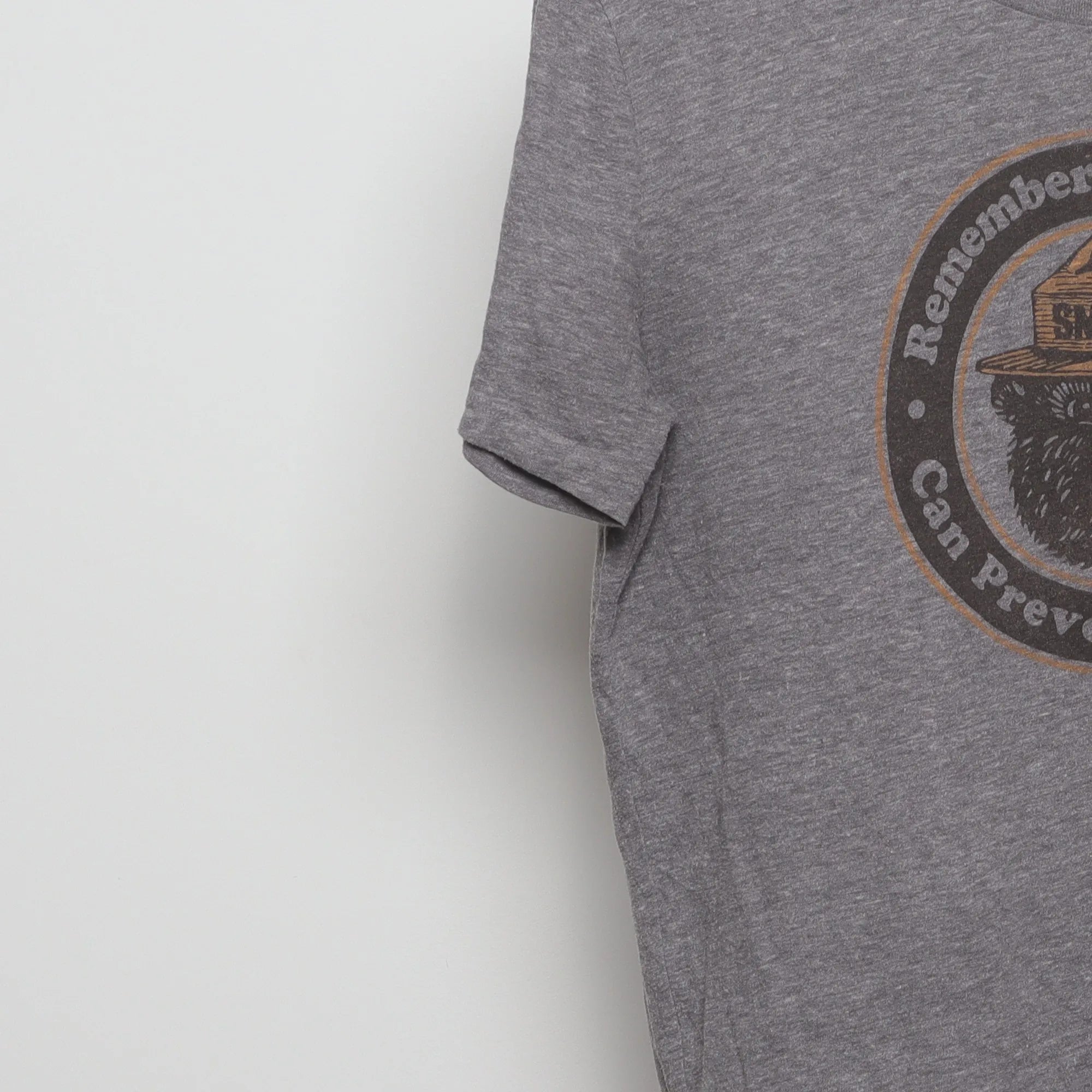 Close-up of the sleeve on the Modern Smokey Bear Retro Graphic T-Shirt M