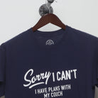Close-up of the collar and tag on the Modern Sorry I Can't Funny Graphic T-Shirt M