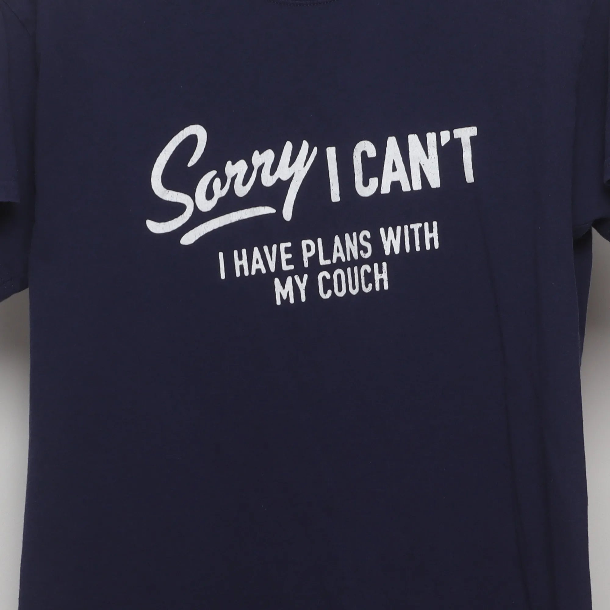 Close-up of the main graphic on the Modern Sorry I Can't Funny Graphic T-Shirt M