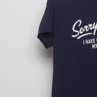 Close-up of the sleeve on the Modern Sorry I Can't Funny Graphic T-Shirt M