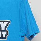 Close-up of the single stitch sleeve on the Modern Topps "Hobby Rip Night" T-Shirt - S
