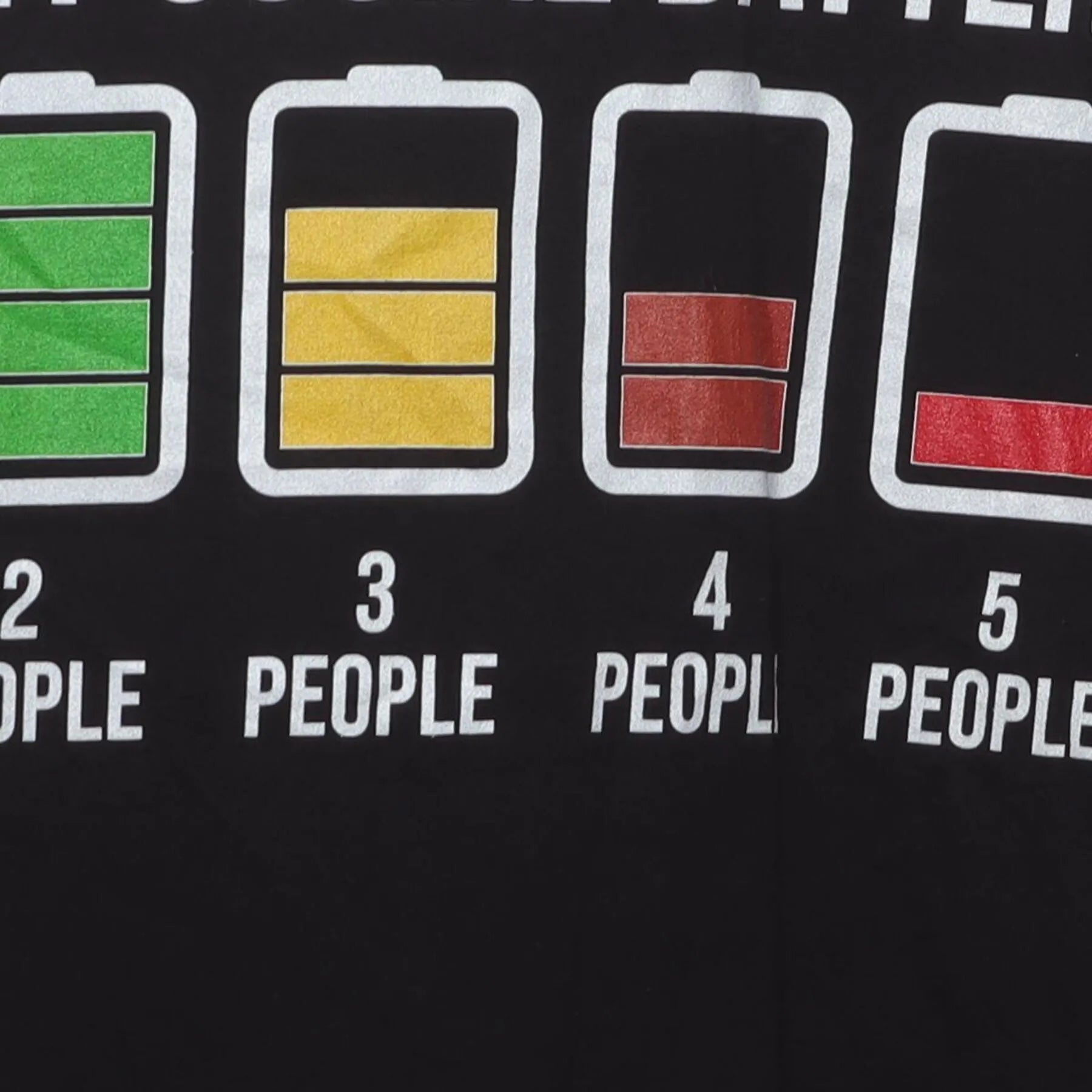 Close-up of the Right sleeve on the Vintage 2010s Humor Graphic "My Social Battery" T-Shirt - M