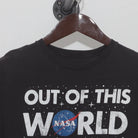 Close-up of the collar and tag on the Vintage Y2K NASA "Out Of This World Dad" T-Shirt - S