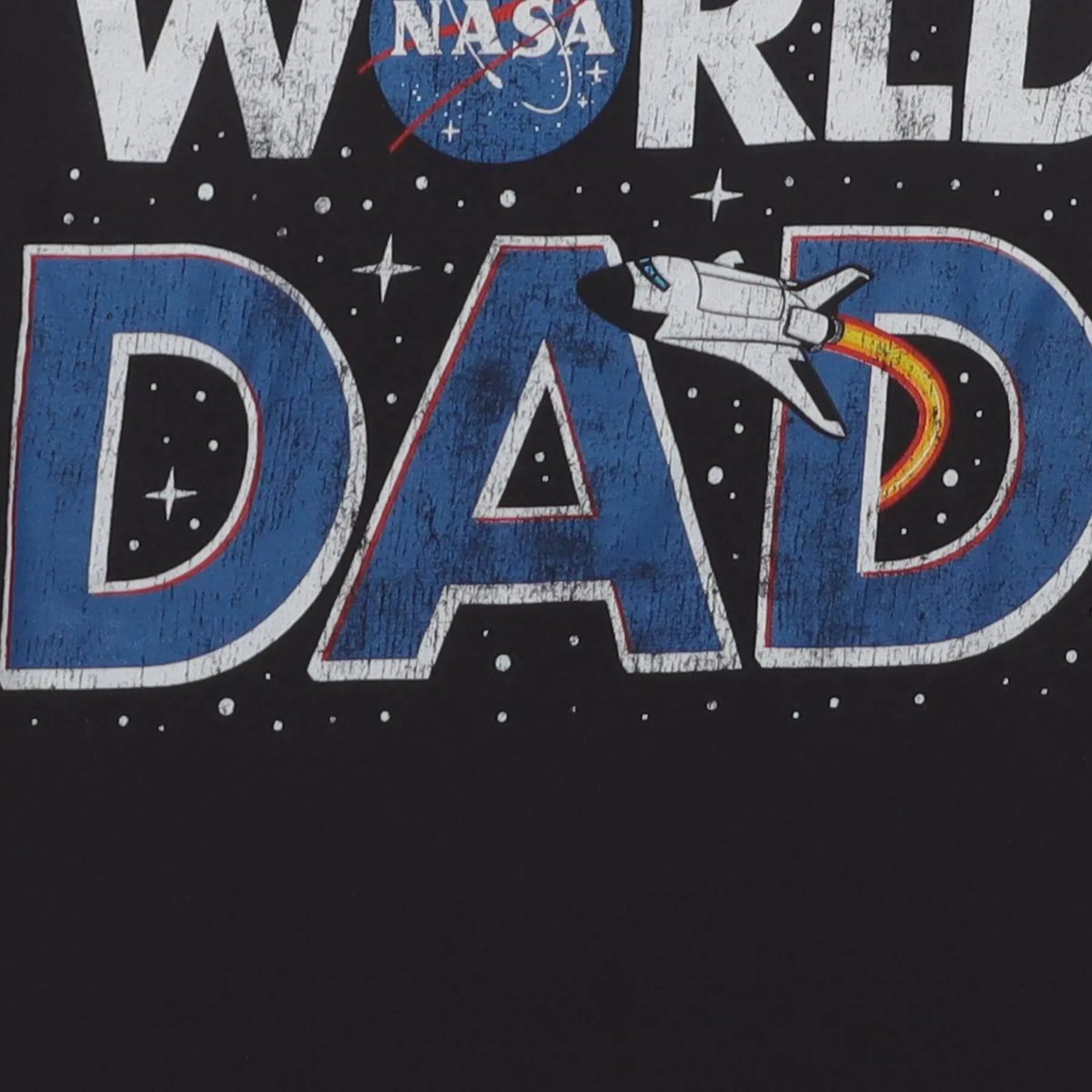 Close-up of the main graphic on the Vintage Y2K NASA "Out Of This World Dad" T-Shirt - S