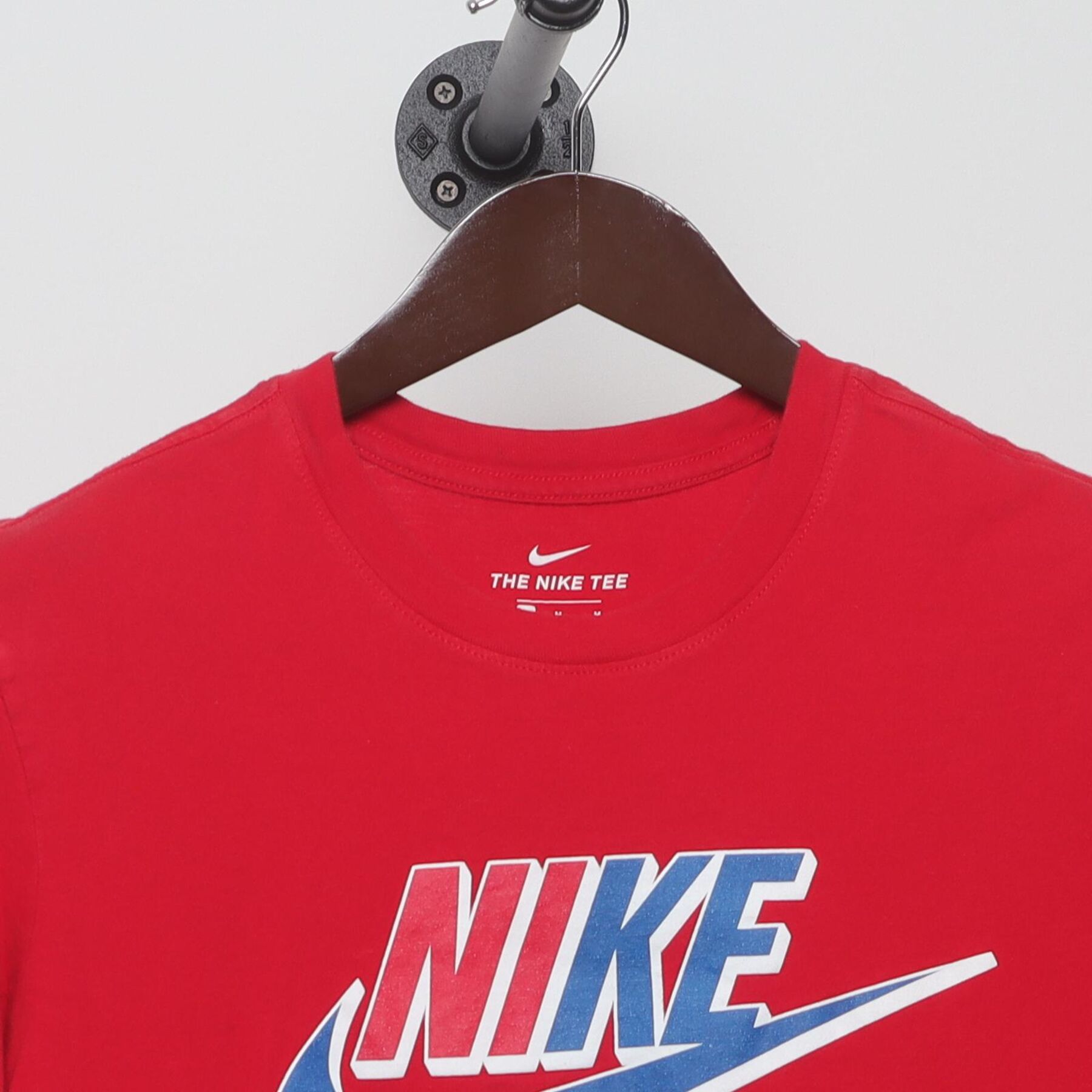 Close-up of the collar and tag on the Vintage 2010s Nike "Futura Script Logo" T-Shirt - M