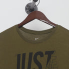 Close-up of the collar and tag on the Vintage 2010s Nike "Just Do It" Graphic T-Shirt - L