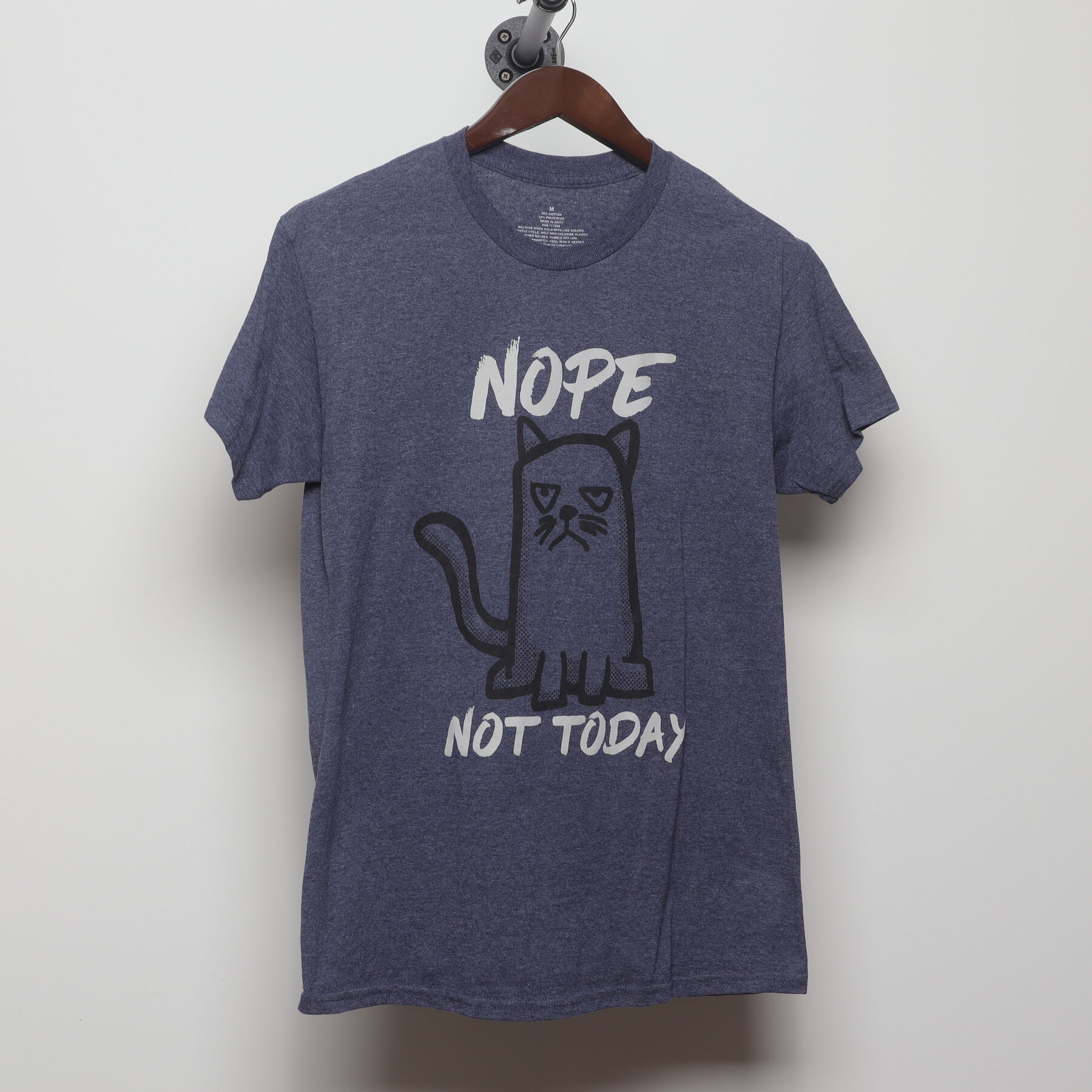 Front view of Vintage Y2K "Nope Not Today" Cat T-Shirt - S