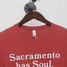 Close-up of the collar and tag on the Vintage Y2K Old Soul Co. "Sacramento has Soul." T-Shirt - S