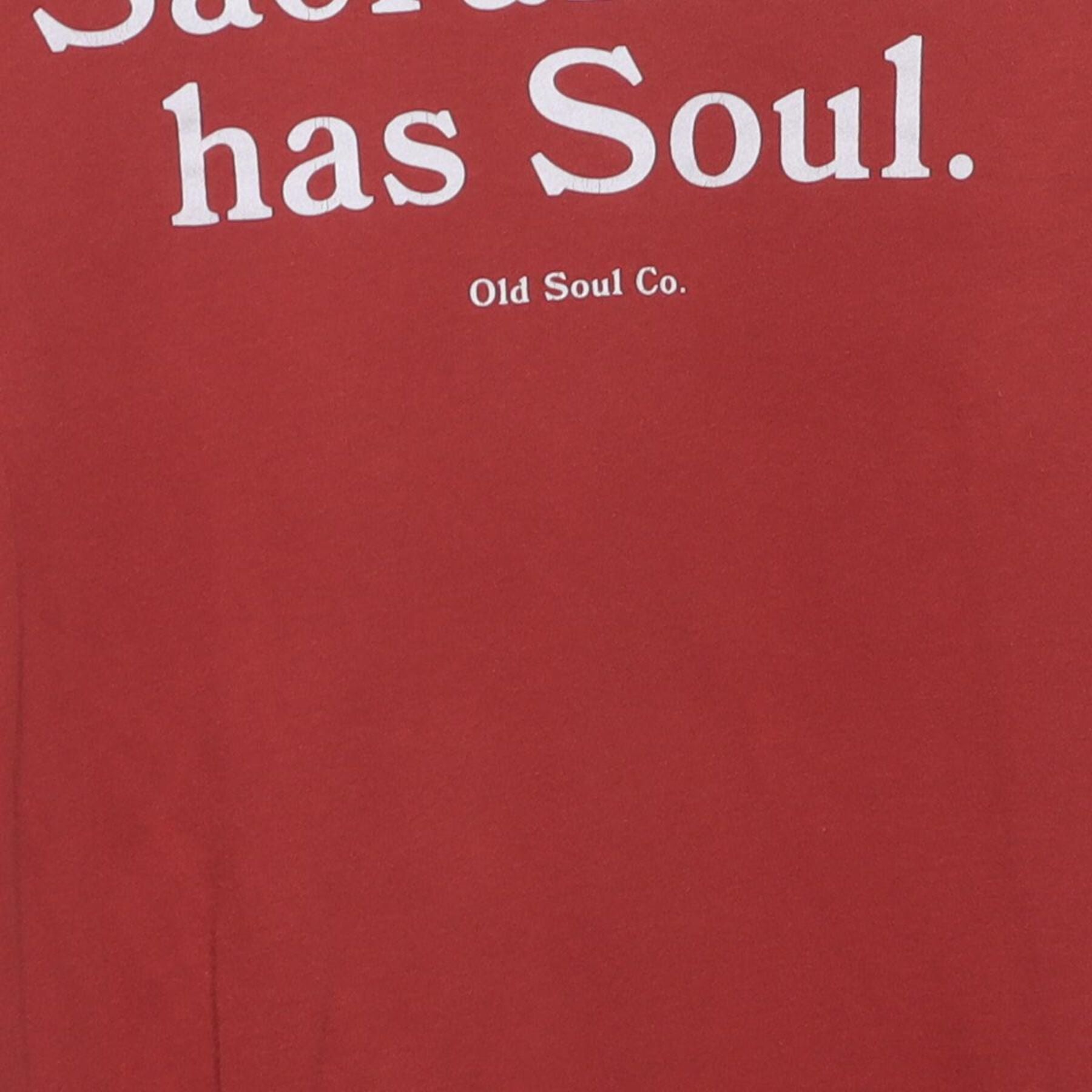 Close-up of the main graphic on the Vintage Y2K Old Soul Co. "Sacramento has Soul." T-Shirt - S