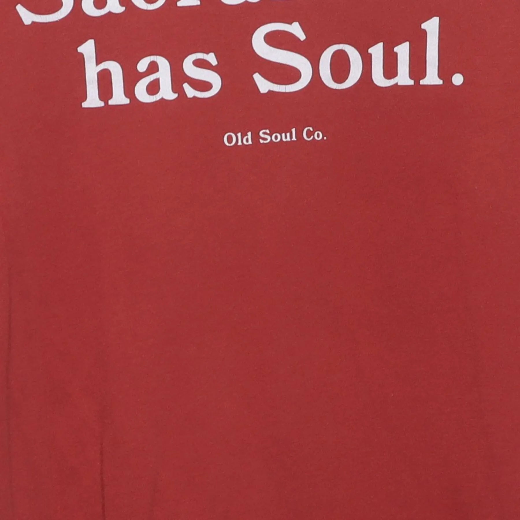 Close-up of the main graphic on the Vintage Y2K Old Soul Co. "Sacramento has Soul." T-Shirt - S