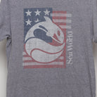 Close-up of the main graphic on the Retro Sea World American Flag Graphic Tee M