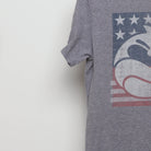 Close-up of the sleeve on the Retro Sea World American Flag Graphic Tee M
