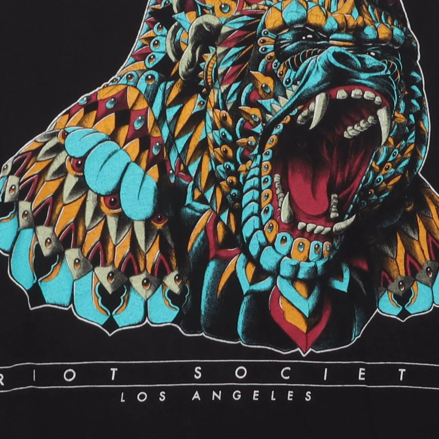 Close-up of the main graphic on the Vintage 2010s Riot Society "Roaring Gorilla" T-Shirt - L