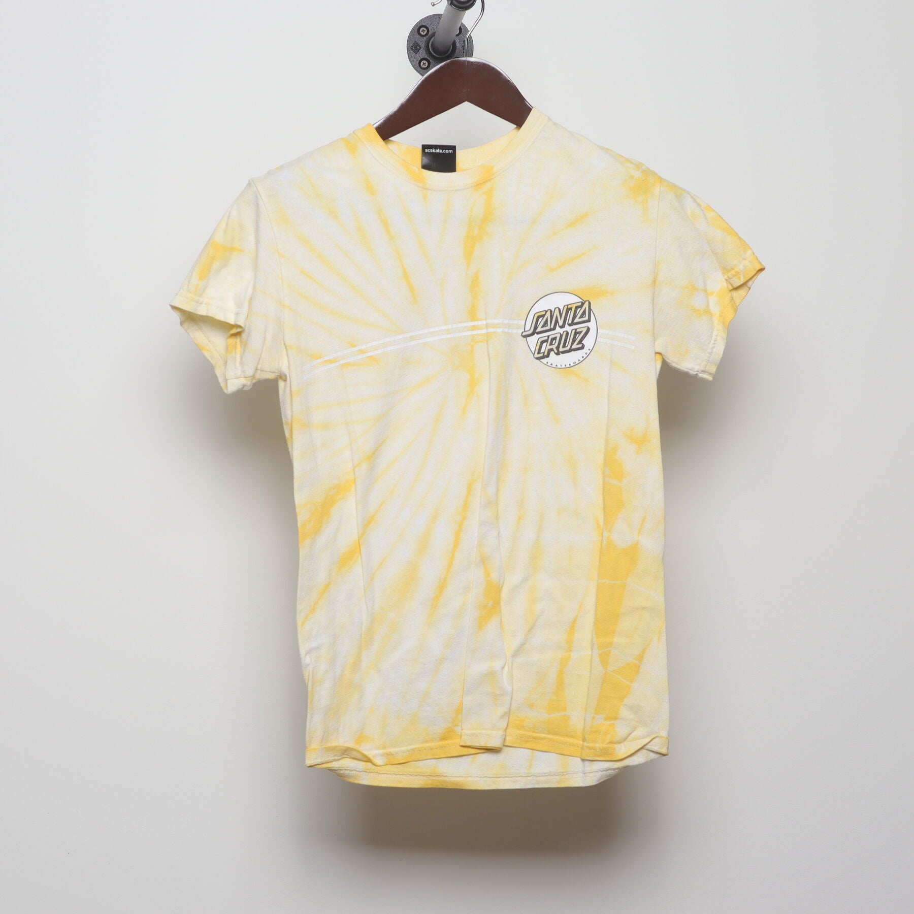 Front view of Vintage Y2K Santa Cruz Skateboards "Classic Dot Logo" Tie-Dye T-Shirt - S