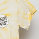 Close-up of the Right sleeve on the Vintage Y2K Santa Cruz Skateboards "Classic Dot Logo" Tie-Dye T-Shirt - S