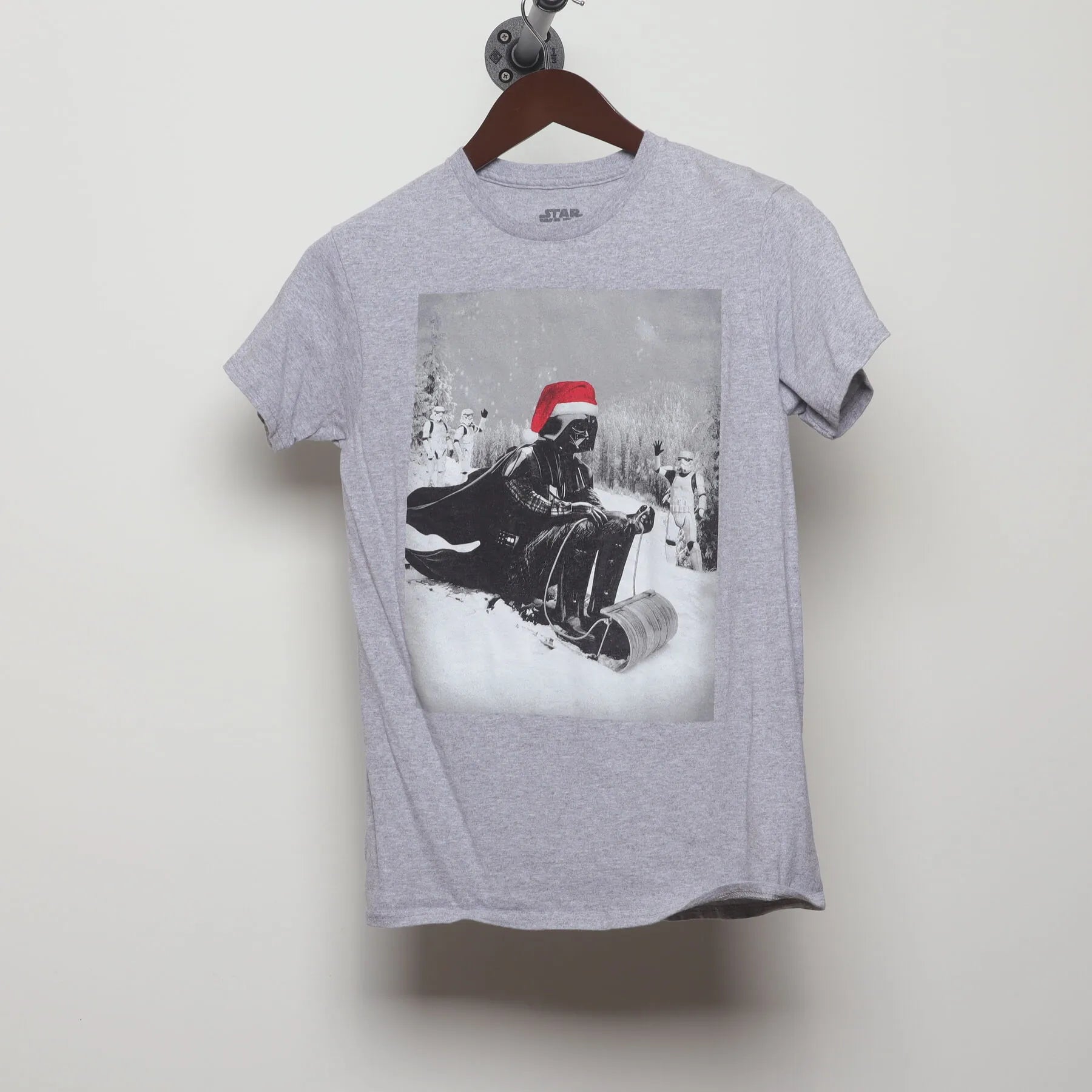 Front view of Vintage 2010s Star Wars "Darth Vader Sledding" T-Shirt - XS