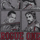 Close-up of the main graphic on the Vintage 2010s Star Wars "Rogue One Cast" T-Shirt - M