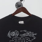 Close-up of the collar and tag on the Vintage Y2K Star Wars "Starships Line Art" T-Shirt - L