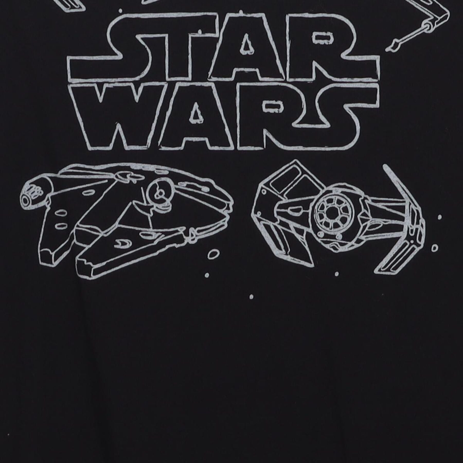 Close-up of the main graphic on the Vintage Y2K Star Wars "Starships Line Art" T-Shirt - L