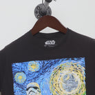 Close-up of the collar and tag on the Vintage 2010s Star Wars "Stormtrooper Starry Night" T-Shirt - XS