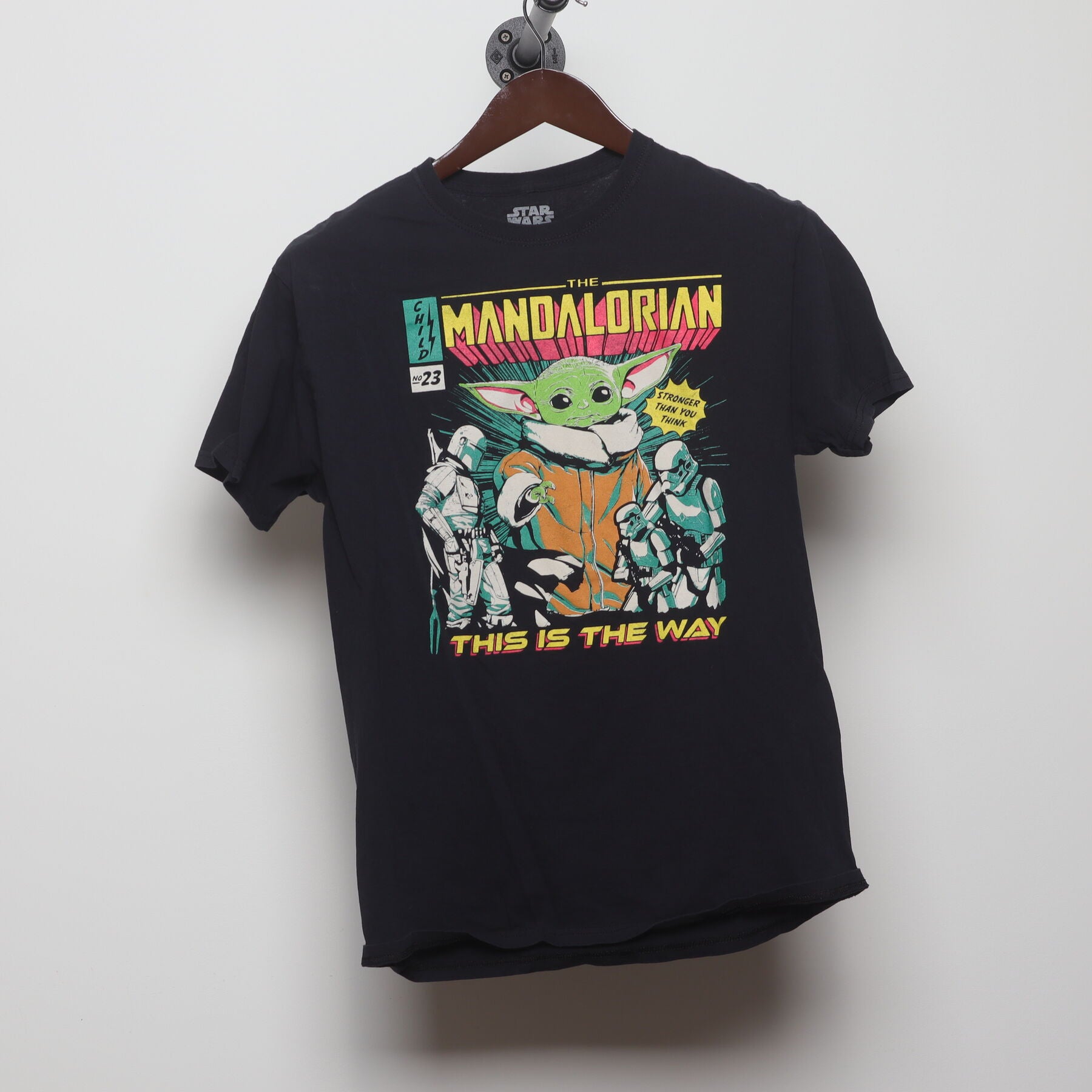 Front view of Vintage Y2K Star Wars "The Mandalorian Comic Book" T-Shirt - S