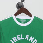 Close-up of the collar and tag on the Vintage 1980s FAI Ireland "Soccer Ringer" T-Shirt - S