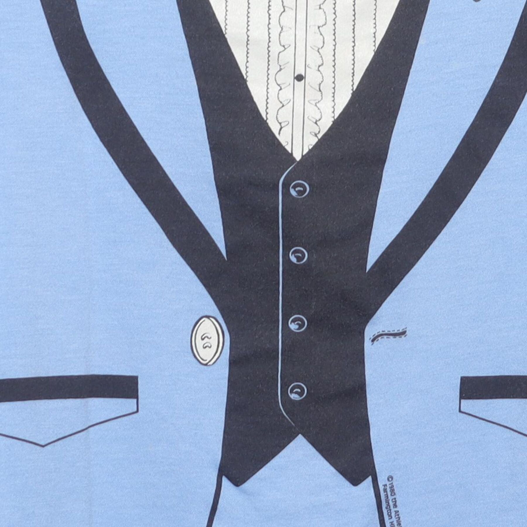 Close-up of the main graphic on the Vintage 1980s Roach "Tuxedo" T-Shirt - M
