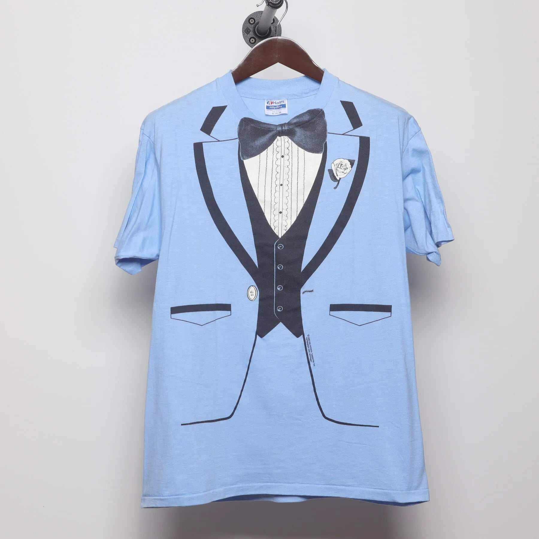 Front view of Vintage 1980s Roach "Tuxedo" T-Shirt - M