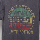 Close-up of the main graphic on the Vintage 1982 40th Birthday Graphic T-Shirt L