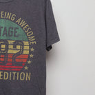 Close-up of the sleeve on the Vintage 1982 40th Birthday Graphic T-Shirt L