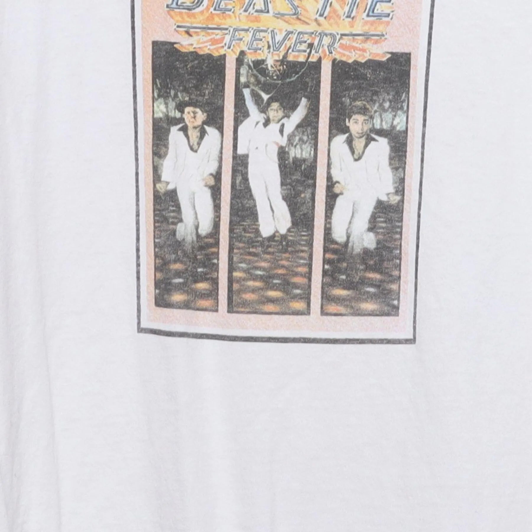 Close-up of the main graphic on the Vintage 1990s Beastie Boys "Beastie Fever" T-Shirt - L