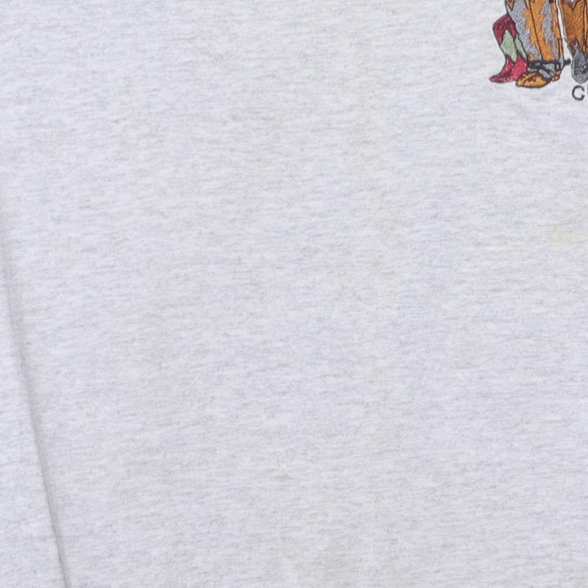 Close-up of the main graphic on the Vintage 1990s Cherokee "Carved Figures" T-Shirt - L