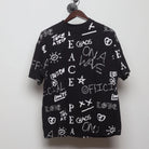 Front view of Vintage 1990s Graffiti Art "Chaos & Peace" All Over Print T-Shirt - XXL