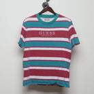 Front view of Vintage 1990s Guess "Striped Logo" T-Shirt - XL