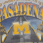 Close-up of the main graphic on the Vintage 1990s Michigan Wolverines "1997 Undefeated to Pasadena" T-Shirt - L