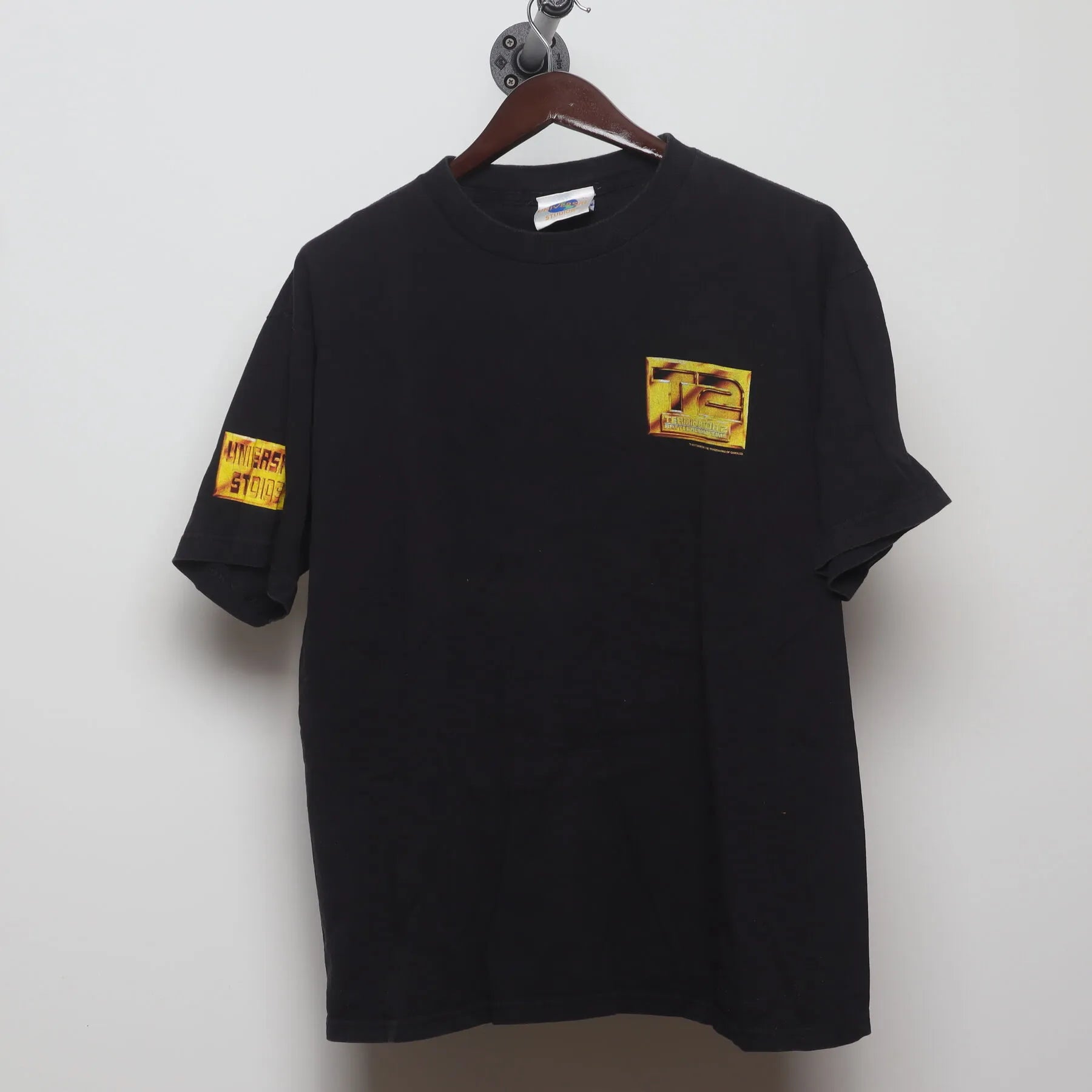 Front view of Vintage 1990s Terminator 2 "T2 3-D Battle Across Time" T-Shirt - XL