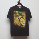 Front view of Vintage 2000s Cosmic Lion Nature Graphic T-Shirt L