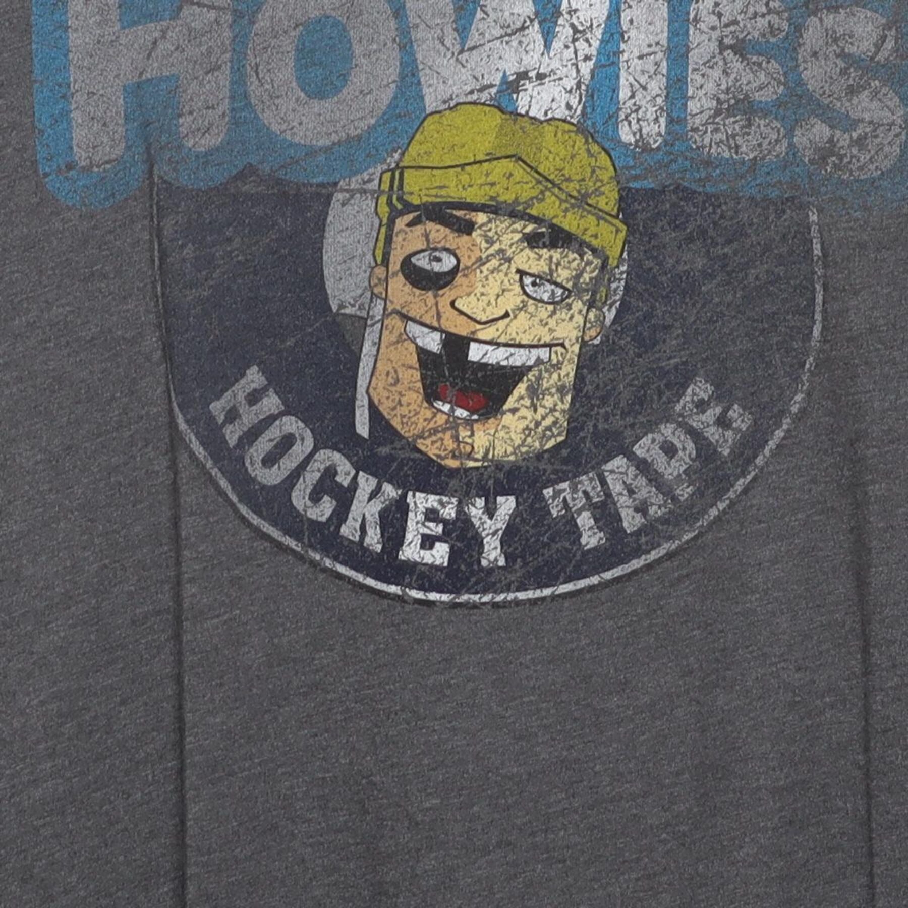 Close-up of the main graphic on the Vintage Y2K Homage x Howies Hockey Tape "Mascot Logo" T-Shirt - L
