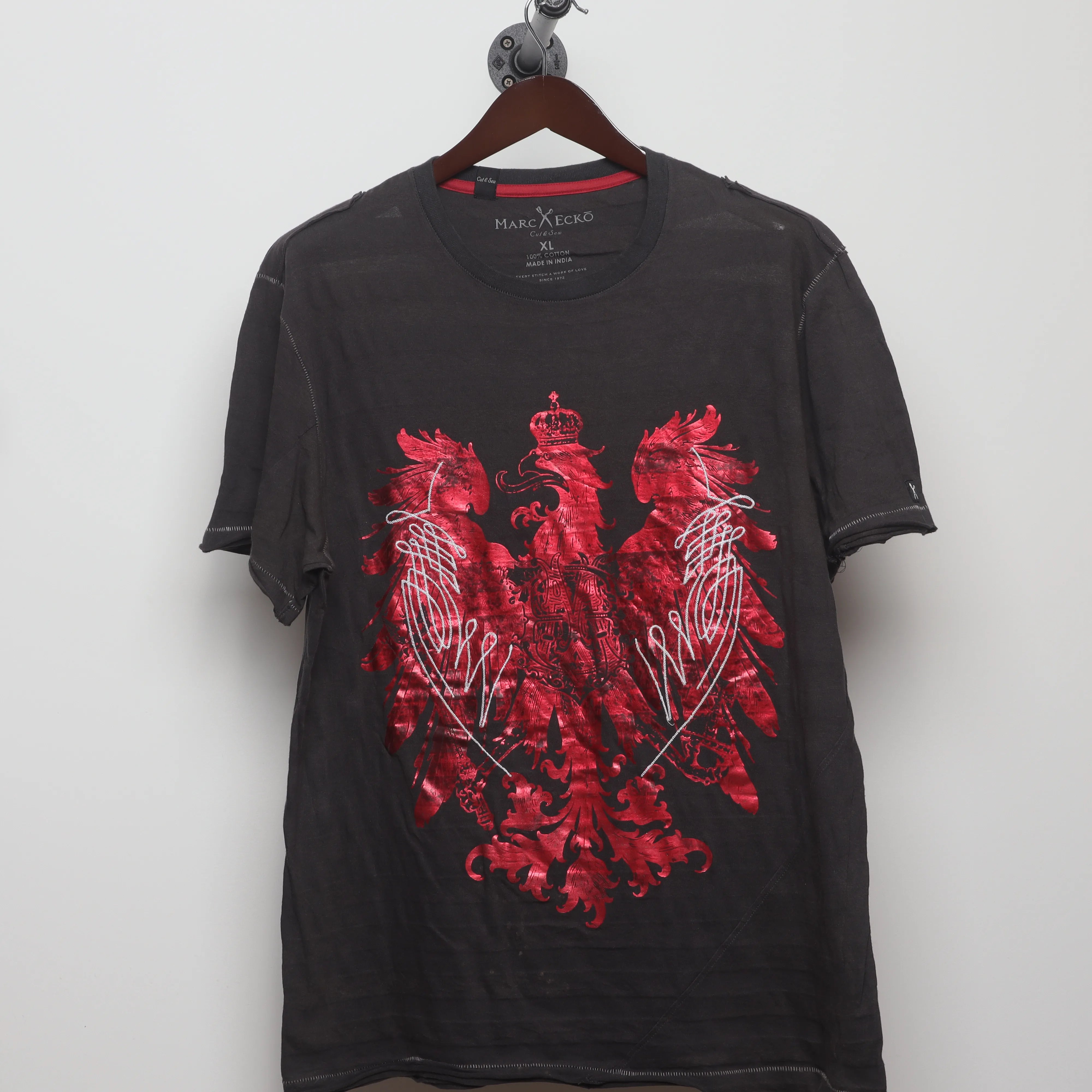 Front view of Vintage 2000s Marc Ecko Foil Eagle T-Shirt XL