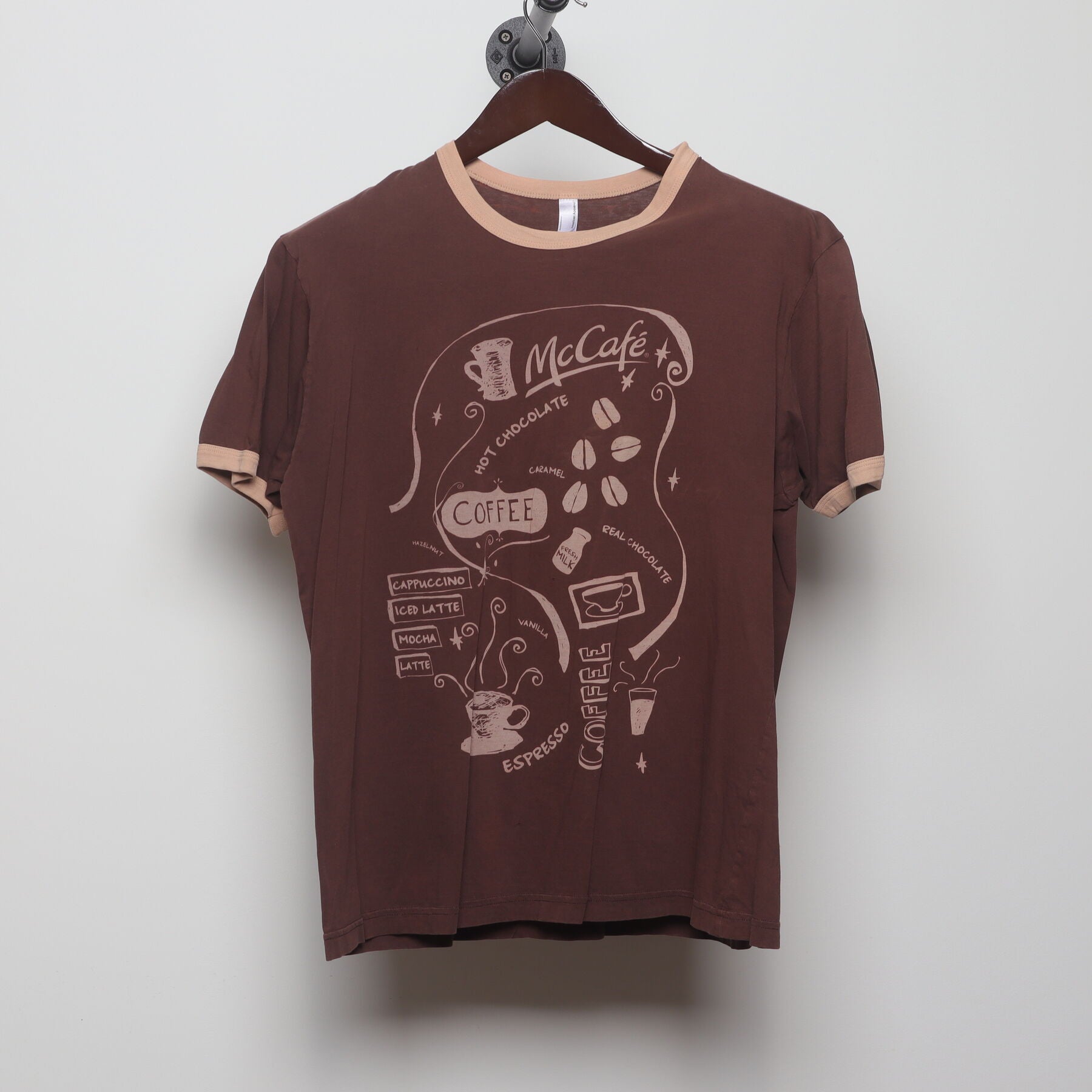 Front view of Vintage Y2K McCafé "Coffee Menu" T-Shirt - M