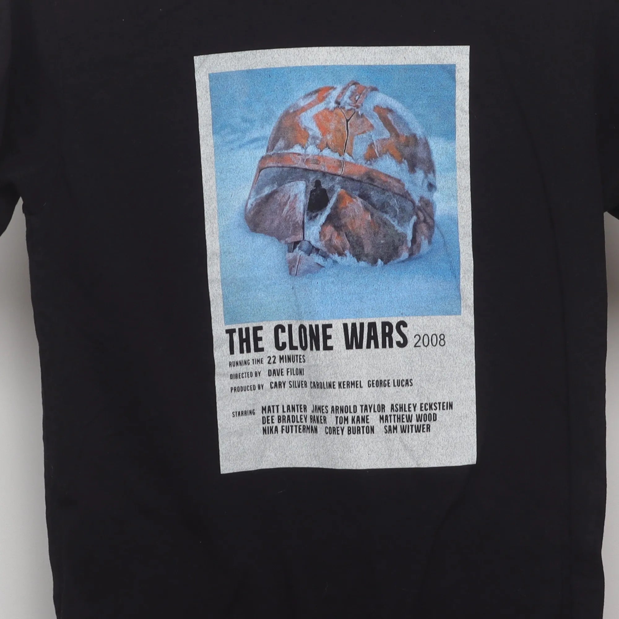 Close-up of the main graphic on the Vintage 2000s Star Wars Clone Wars Movie Poster Tee S