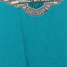 Close-up of the main graphic on the Vintage 1980s Harley-Davidson "World Famous Motorcycles" T-Shirt - S