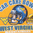 Close-up of the main graphic on the Vintage Y2K Meineke Car Care Bowl "West Virginia Mountaineers" T-Shirt - L