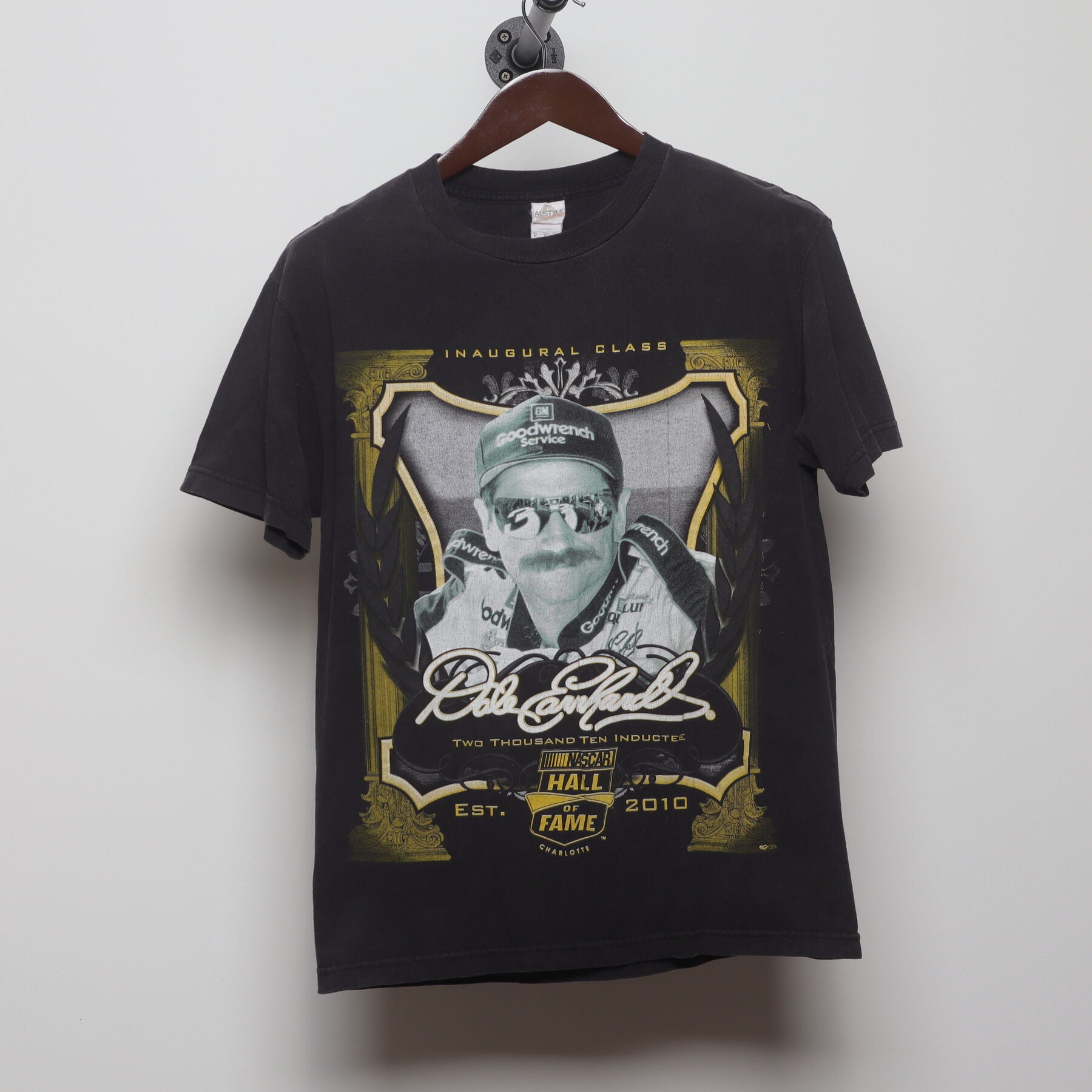 Front view of Vintage 2000s Dale Earnhardt "NASCAR Hall of Fame Inaugural Class" T-Shirt - M